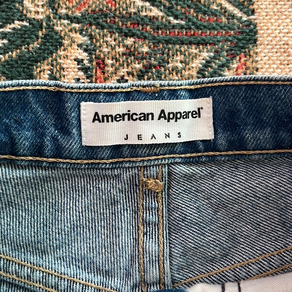 American Apparel Cuffed Blue Jeans Shorts - Picture 2 of 3